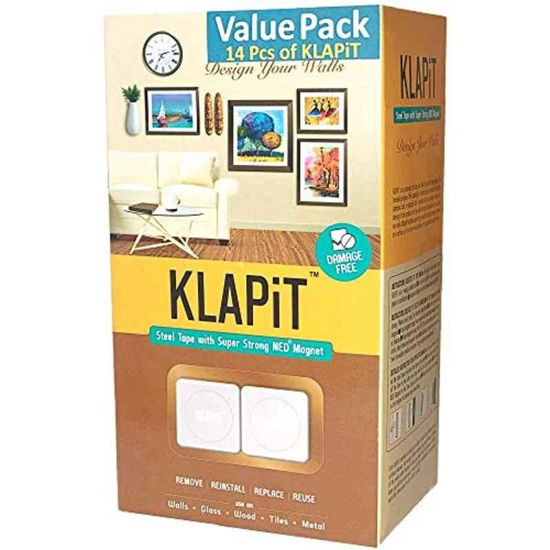Klapit 14 Pcs Magnetic Picture Hanging Strips with Steel Tape Box