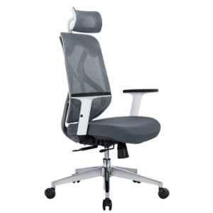 Woodberg Libra Pro White & Grey High Back Breathable Mesh Fabric Ergonomic Revolving Office Chair, WBH118BG