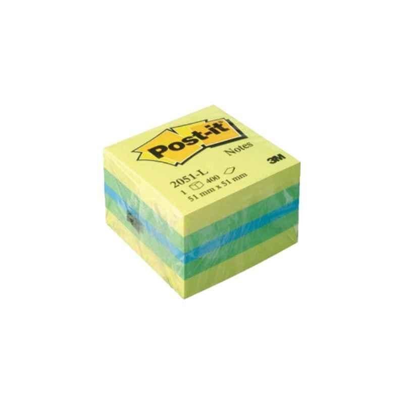 3M Post-it 2051-L 2x2 inch Yellow & Green Mini Cube Note Pad