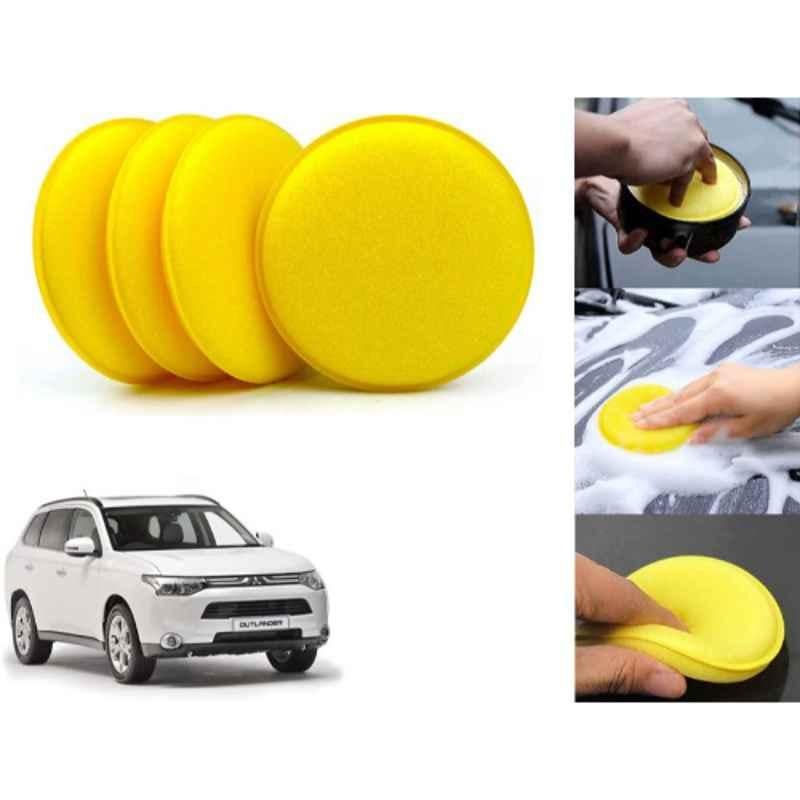 Auto Pearl Polyurethane Beige Washing & Waxing Polish Foam Sponge for Mitsubishi Outlander (Pack of 4)