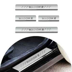 SureStrive 4 Pcs Stainless Steel Silver Footstep Sill Plate Set without LED for Maruti Suzuki WagonR 2018 Model