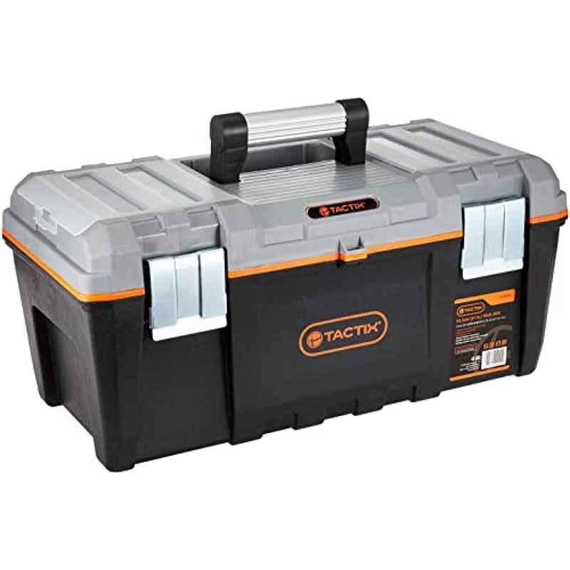 Tactix 21 inch Black & Orange Mid-Grade Plastic Tool Box, 320316