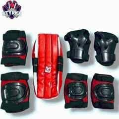 STYRKR Plastic & EVA Foam Red protective Guard Cycling Set 7-in-1 Medium Size 11-15 Year Cycling Helmet Kit Cycling KitKIT-1088