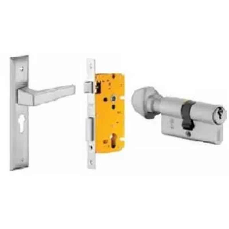 Dorset ML Series Atina 70mm Stainless Steel Silver Chrome Finish Door Handle Lock Set with Knob & Key (Pack of 3)