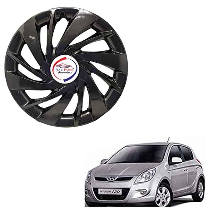 Auto Pearl 4 Pcs 14 inch ABS Black ER17 Hubcap Wheel Cover Set with Retention Ring for Hyundai I20 Type 1