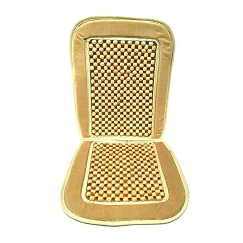 Kozdiko Wooden Bead Seat with Beige Velvet Border for Maruti Suzuki Swift Dzire