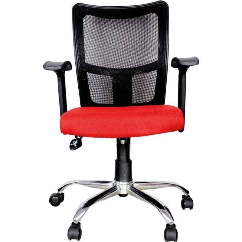 Chair Garage PU Leatherette Red & Black Adjustable Height Office Chair with Back Support, CG128