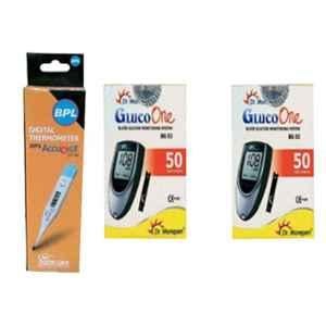 Dr Morepen BPL Accudigit DT-02 Digital Thermometer & Dr. Morepen BG 03 Gluco One 100 Pcs Test Strips Combo