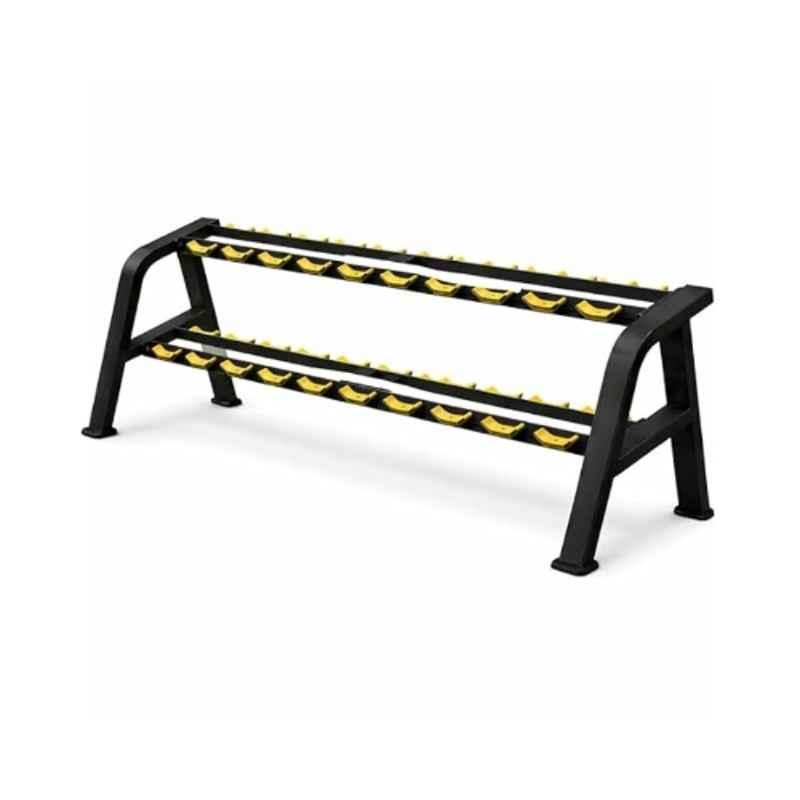 GYM24 Equipment Alloy Steel & Plastic Black & Yellow 10 Pair Dumbbell Storage Rack, Dbr-2t
