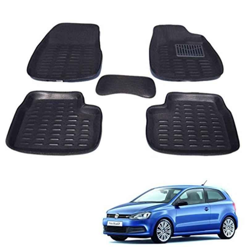 Kozdiko 5 Pcs 3D Black Car Foot Mat Set for Volkswagen Polo GT, koz_14382