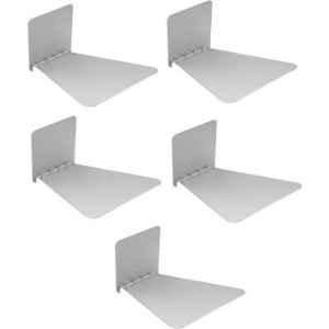 Home Store Solid Set of Five Invisible Room Decorative Bookcase Holder (Finish Colour - Silver)