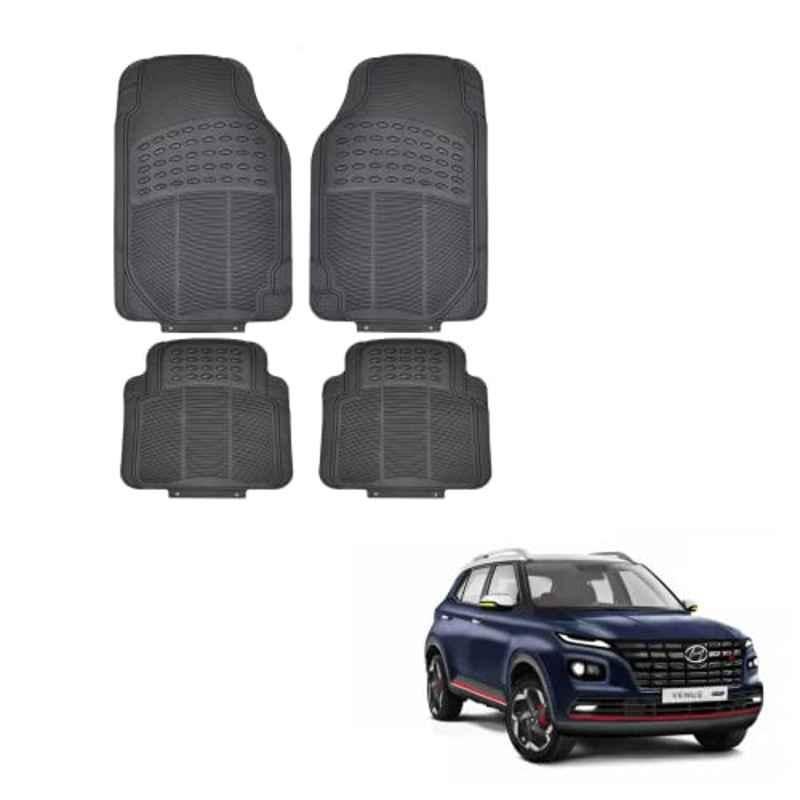 Kozdiko 4 Pcs Rubber Black Car Simple Floor Mat Set for Hyundai Venue N-Line