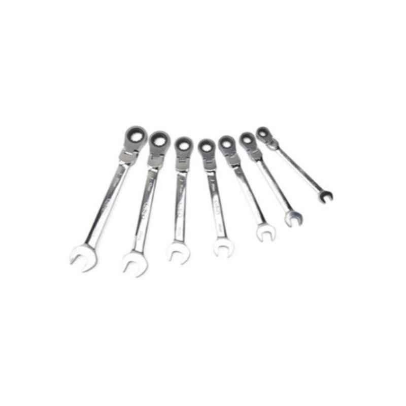 Ford 7 Pcs Silver Flexible Geared Wrench Set, FHT0105MM
