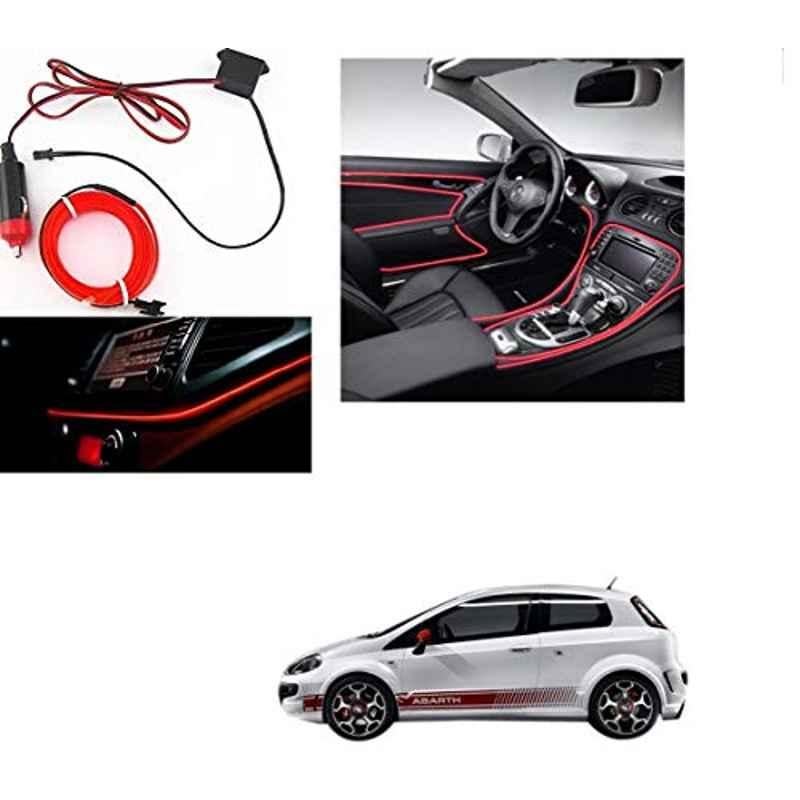 Kozdiko 12V Red Car Interior Decor Neon Strip Light for Fiat Abarth