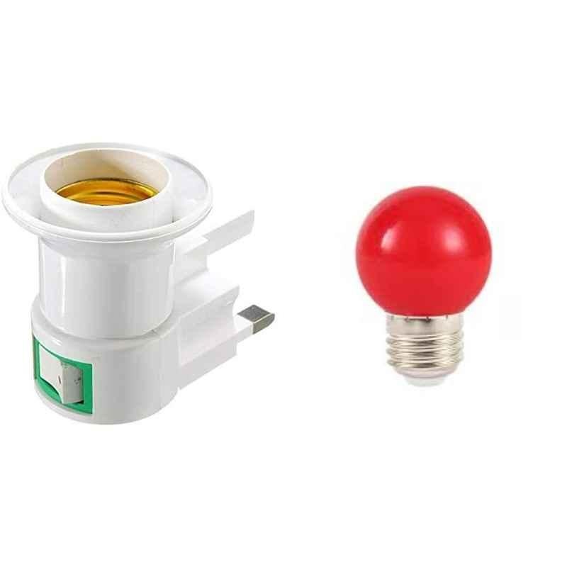 Abbasali UK Plug Lamp Holder Converter Socket Control With Multi Colour Bulb