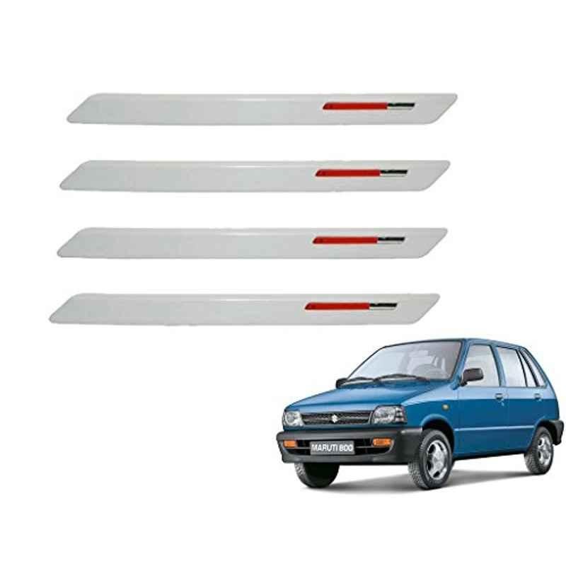 Kozdiko White & Red Designer Car Bumper Protector for Maruti Maruti 800