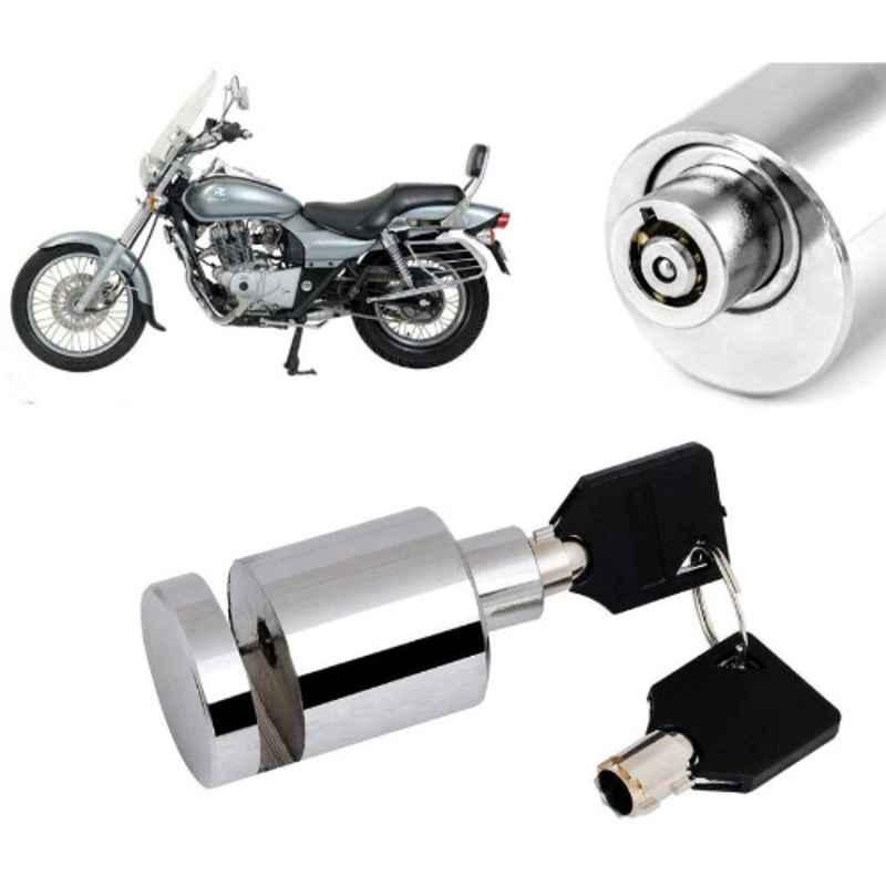 Auto Pearl Stainless Steel Silver Heavy Duty Anti Theft Motorcycle Disc Brake Lock, Lock-019