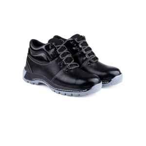 Woakers Shield Pro Leather Steel Toe Black Safety Shoes, WKS-SAFTEY-005, Size: 6