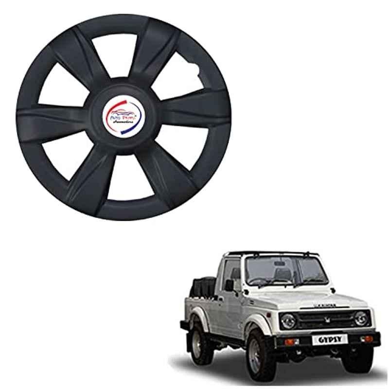 Auto Pearl 4 Pcs 15 inch ABS Xylo Black Hubcap Wheel Cover Set with Retention Ring for Maruti Suzuki Gypsy Mg410