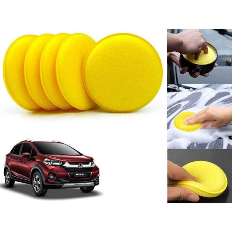 Auto Pearl Polyurethane Beige Washing & Waxing Polish Foam Sponge for WRV (Pack of 5)