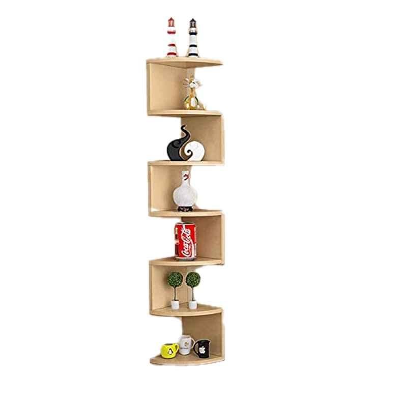 Rubik Wood Beige 7 Tier Floating Corner Shelf