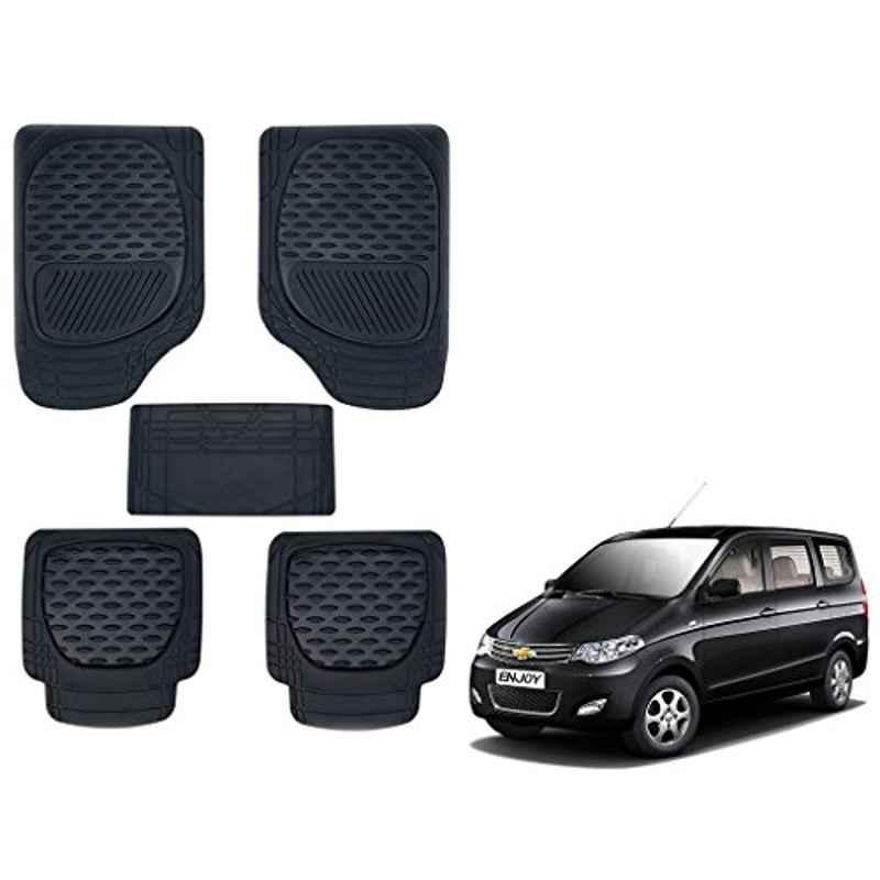 Kozdiko 6255TW 5 Pcs PVC & Rubber Black Car Mat Set for Chevrolet Enjoy
