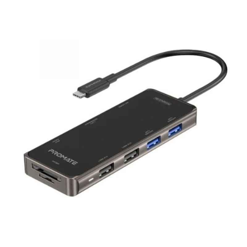 Promate PrimeHub-Go 9-in-1 100W Compact Multiport USB-C Hub with Power Delivery