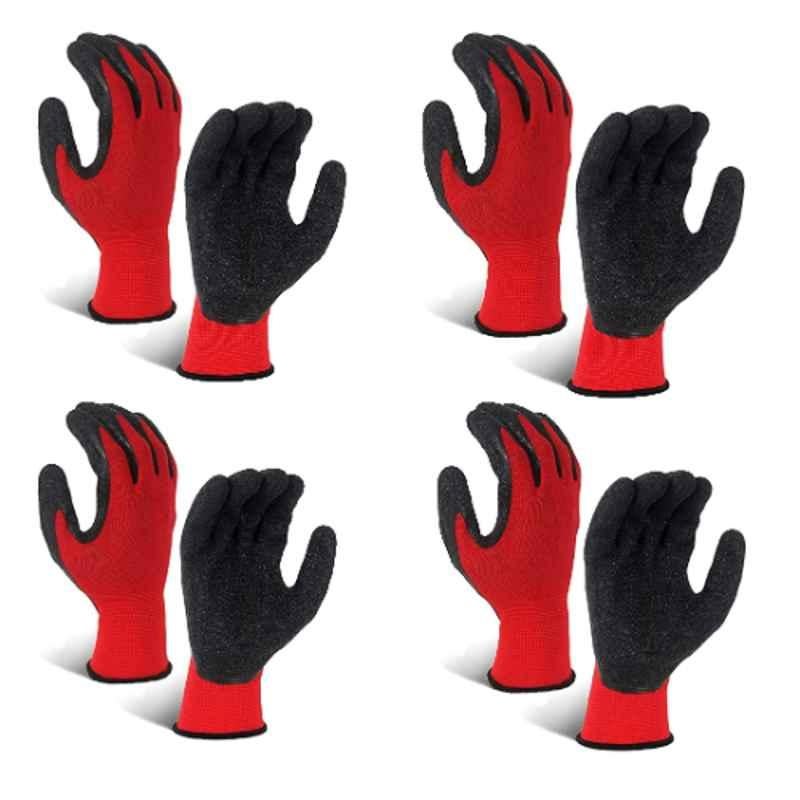 Sia Nylon Red & Black Cut Resistant Hand Safety Gloves, SIA-SG-RB-4 (Pack of 4)