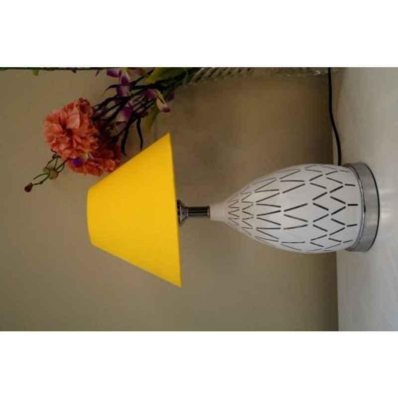 Tucasa Metal Table Lamp with LED in Base with Yellow Polycotton Shade, P9-DW-1