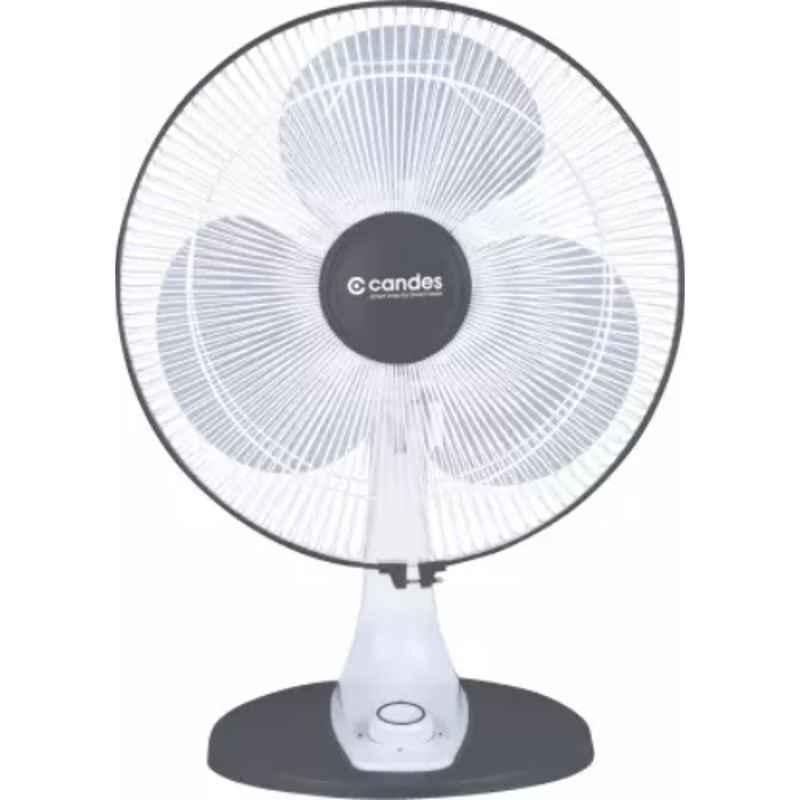 Candes Trendy 60W ABS White & Grey Copper Winding 3 Blade Table Fan, Sweep: 400 mm, 16TrendyTFWGR1CC