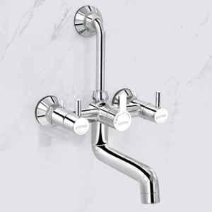 Plantex Brass Wall Mixer for Bathroom with L-Bend Connector for Overhead Shower/Mixer Tap/Wall Mixer for Bathroom 2-in-1 with 7-Year Warranty (ICO-918-Mirror-Chrome)