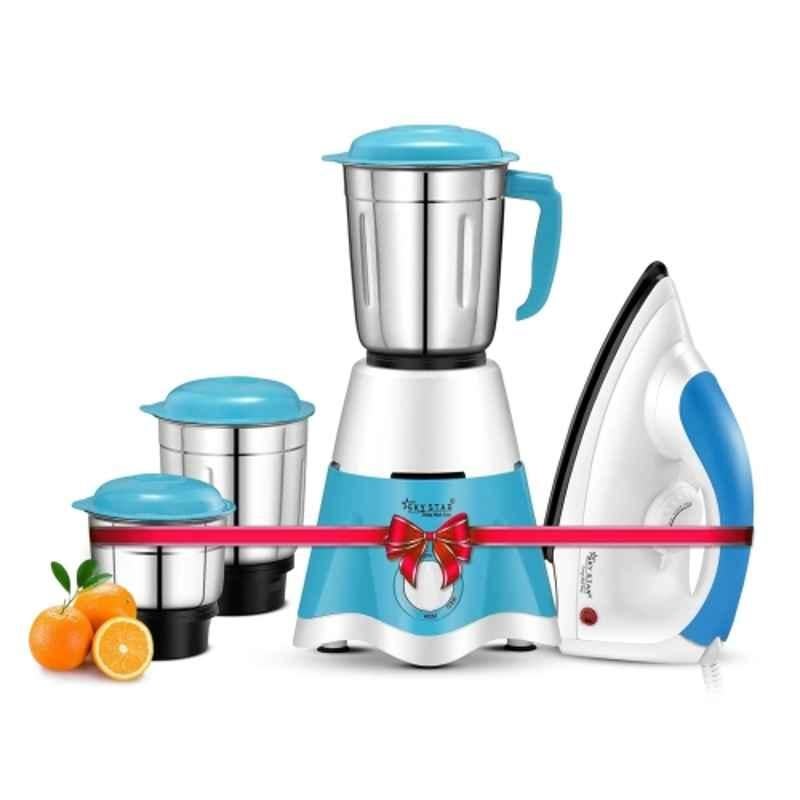 Skystar Supreme Elegant 750W Juicer Mixer Grinder & 1100W Non Stick Soleplate Iron Combo with 2 Years Warranty