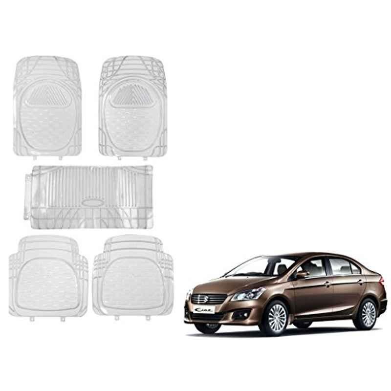 Kozdiko 5 Pcs 6205 Rubber & PVC Clear Car Foot Mat Set for Maruti Suzuki Ciaz