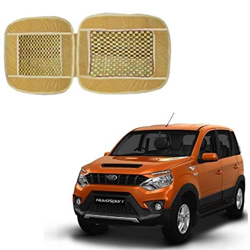 Kozdiko Wooden Bead Seat with Beige Velvet Border for Mahindra Nuvo Sport