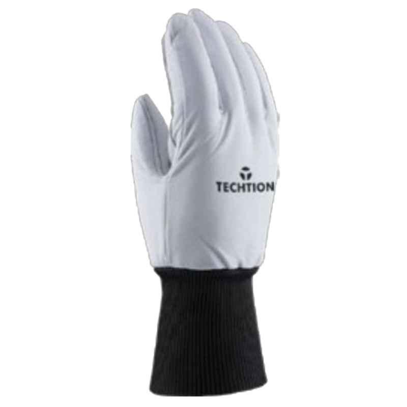 Techtion Ice Mate Thermpro Premium Grade Grain Leather Freezer Safety Gloves with Thick Foam Lining, White