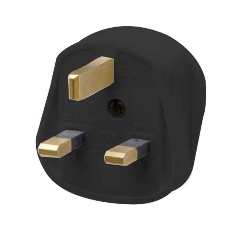 RR 13A Black 3 Pin Rewireable Top Plug with Screw Cord Drip, W9005BK