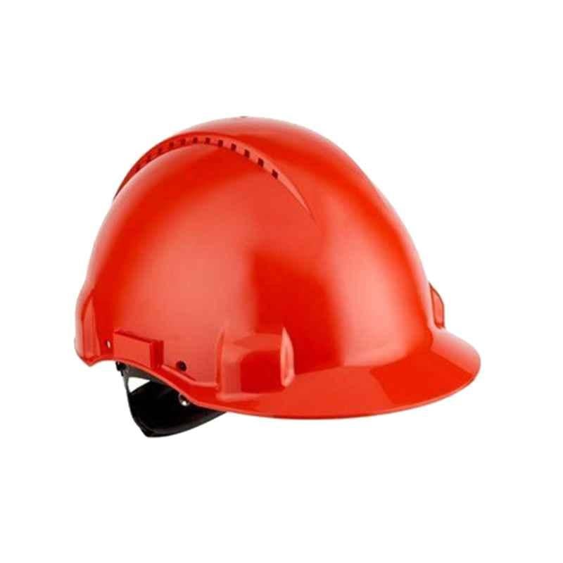 3M G3000 Hi-Viz Red Ratchet Safety Helmet with Pin-Lock Suspension