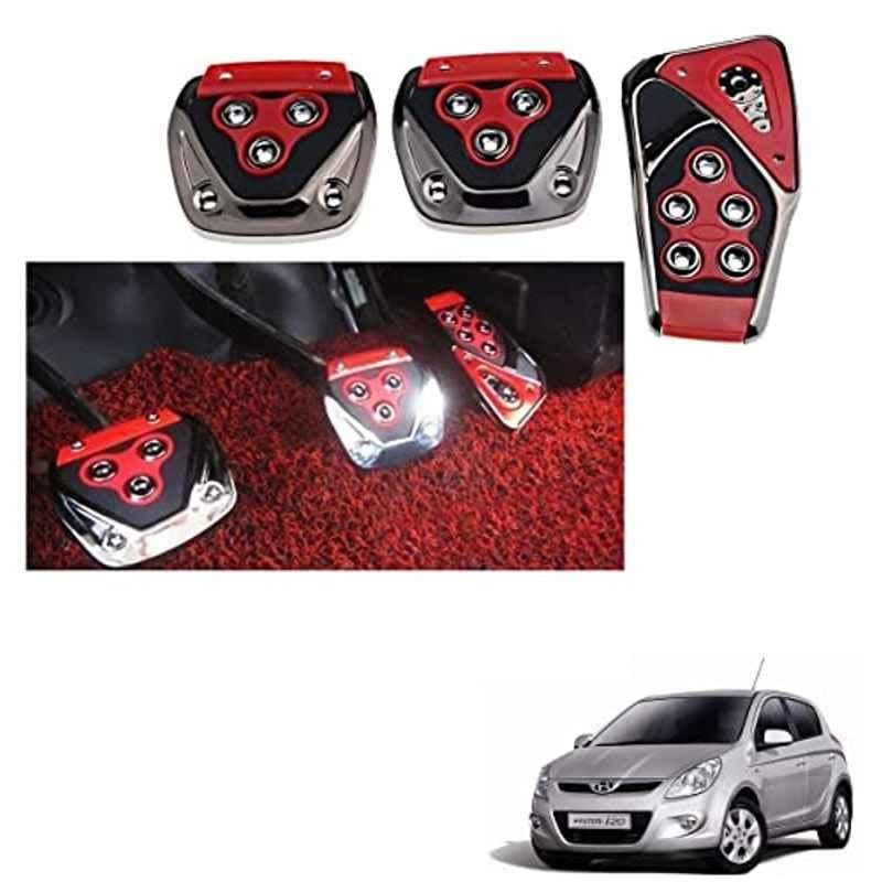 Kozdiko 3 Pcs Red Non-Slip Manual Car Pedals Cover Set for Hyundai Old i20 2008-2014
