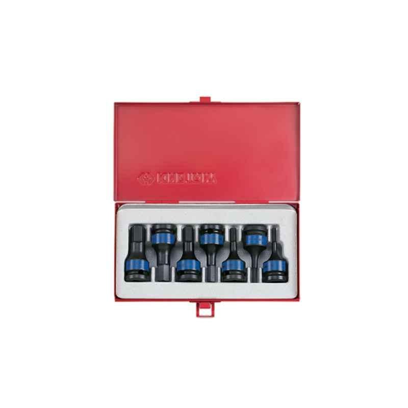 7PC.1/2"DR.IMPACT HEX BIT SOCKET SET METRIC BLACK, 4407MP