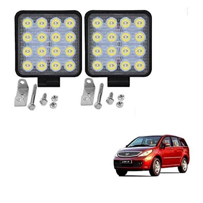 Kozdiko 2 Pcs 48W 16 LED White Bright Beam Square Fog Light Set for Tata Aria, koz_92714
