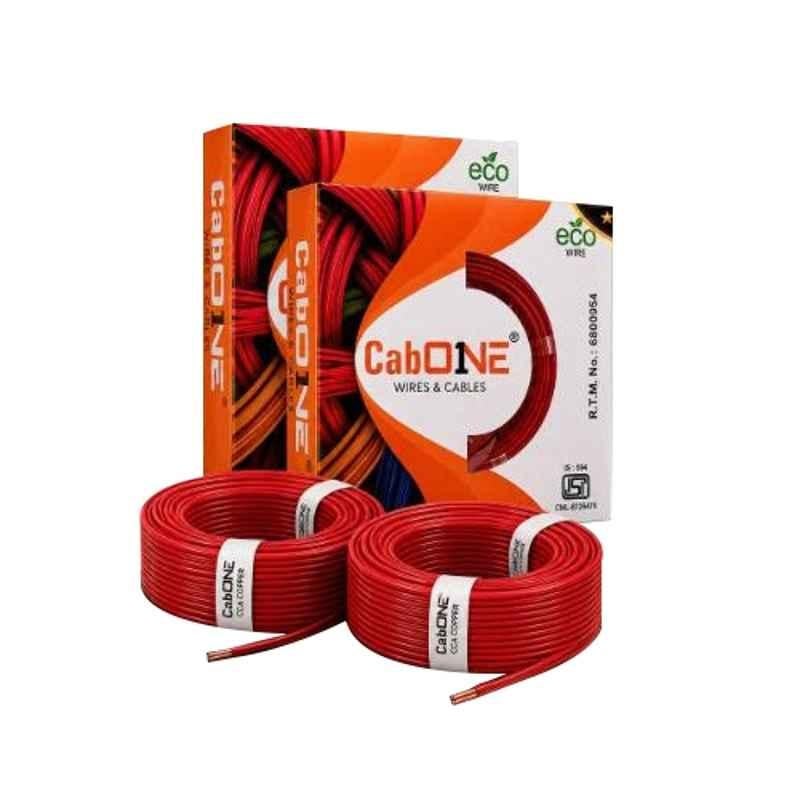 CabONE 2.5 Sqmm Red FR PVC Insulated Multistrand Copper Cable, Length: 90 m (Pack of 2)