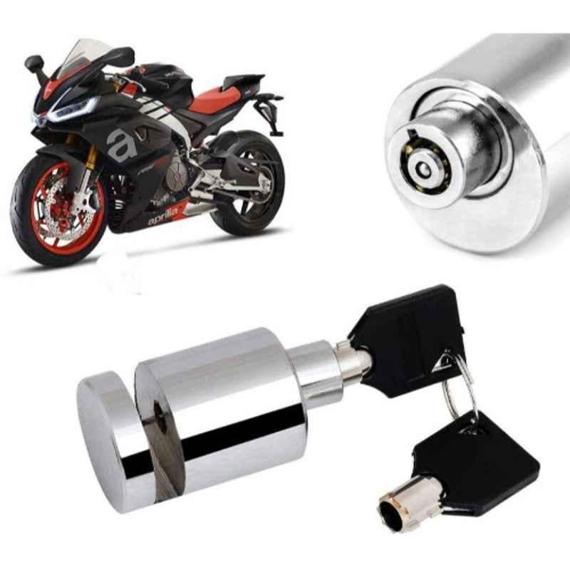 Auto Pearl Stainless Steel Silver Heavy Duty Anti Theft Motorcycle Disc Brake Lock, Lock-002