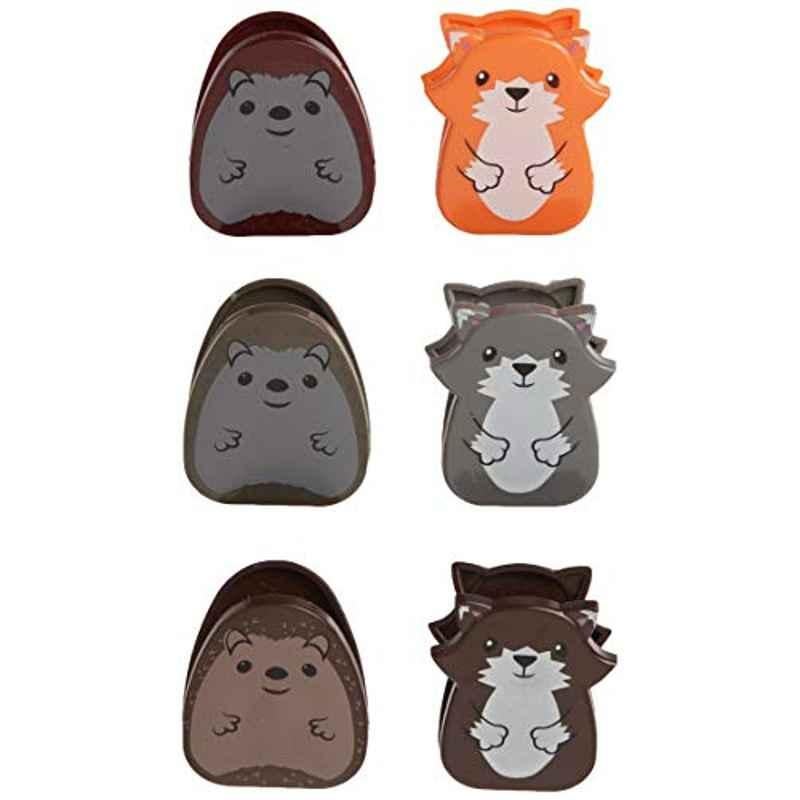 Kikkerland BC18-A 6 Pcs ABS Steel Multicolour Spring Woodlands Bag Clip Set