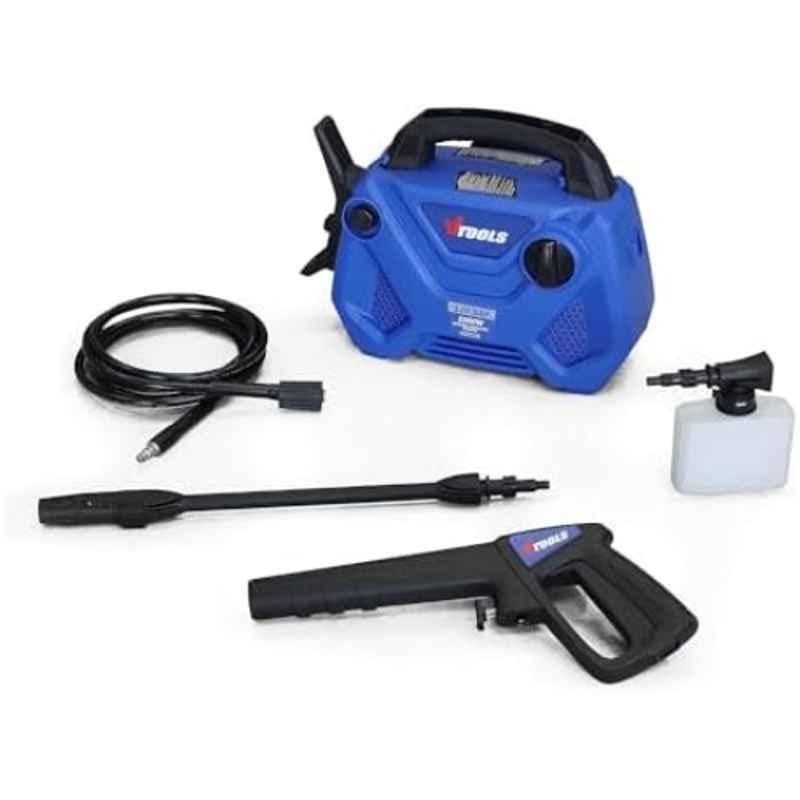 VTOOLS 1500W 120bar Blue Electric Pressure Washer with 3 m Hose & Soap Dispenser, VT1503
