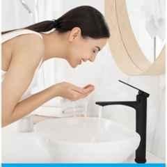 Fossa Olive Brass Black Chrome Finish Hot & Cold Single Handle Basin Mixer Tap for Sink, BMT-O-01B