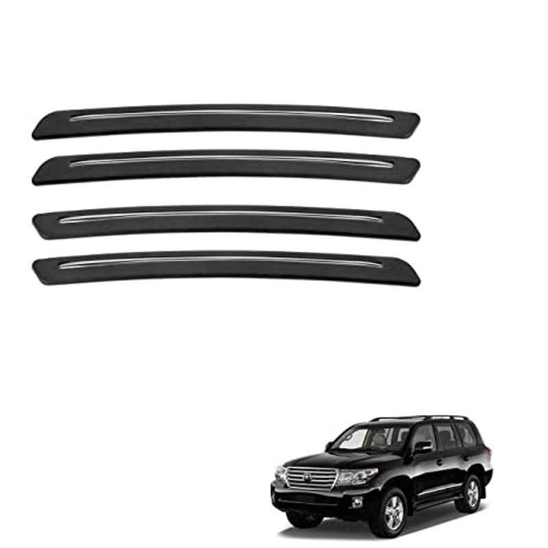 Kozdiko 4 Pcs Rubber Black Car Bumper Protector Set with Chrome Strip for Toyota Land Cruiser