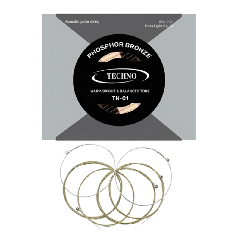 Techno 0.011-0.052 Bronze Guitar String, RJ-AGST-1