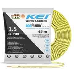 KEI Conflame 1.5 Sqmm 1 Core FRLSH Yellow Copper PVC House Wire, Length: 45 m