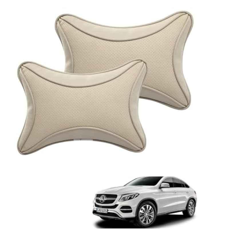 Kozdiko 2 Pcs Memory Foam & Polyester Beige Dots Car Neck Rest Pillow Set for Mercedes Benz GLE Couple, XNVJVHGJFH119