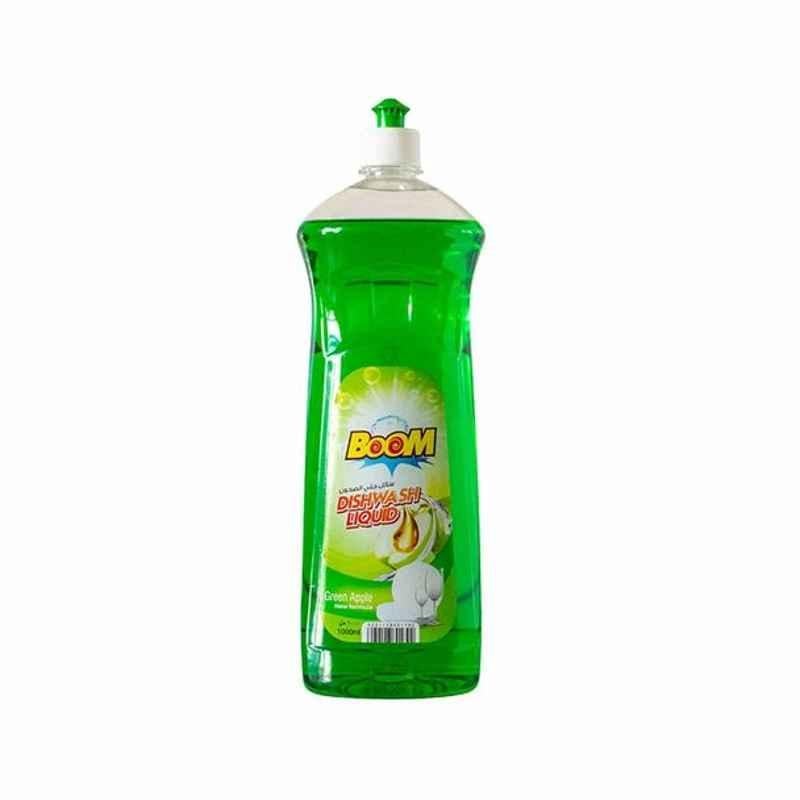 Boom Dishwash Liquid, Apple Green Fragrance, 1 L, 12 Pcs/Carton